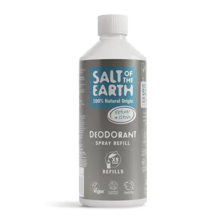 Prírodný pánsky deodorant sprej VETIVER a CITRUS, Salt of the Earth, NÁHRADNÁ NÁPLŇ 500ml
